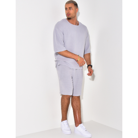 Ensemble short et t-shirt oversize texturé