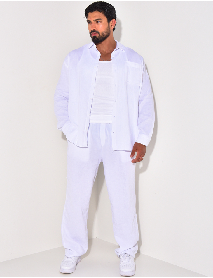 Ensemble pantalon et chemise manches longues oversize en coton Ensemble pantalon et chemise manches longues oversize en coton