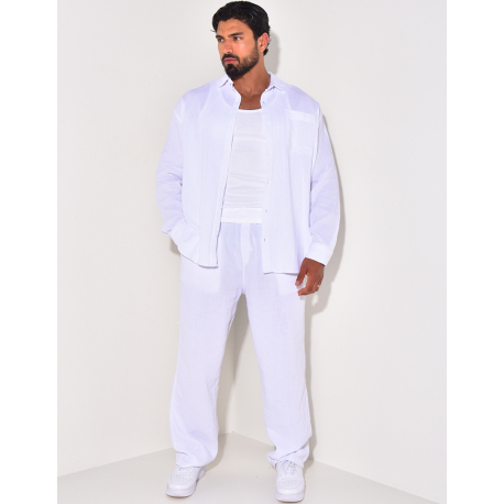 Ensemble pantalon et chemise manches longues oversize en coton Ensemble pantalon et chemise manches longues oversize en coton