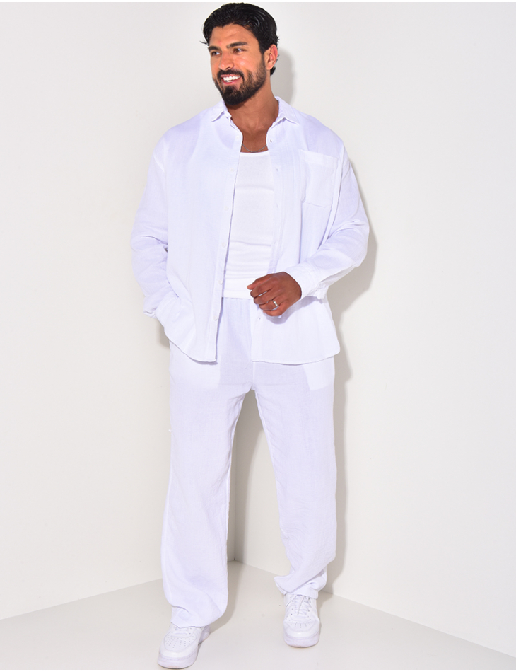 Ensemble pantalon et chemise manches longues oversize en coton Ensemble pantalon et chemise manches longues oversize en coton