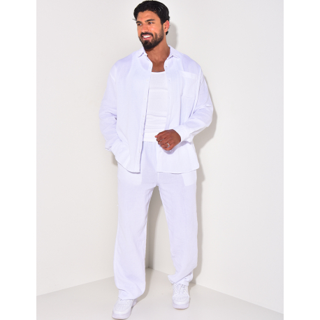 Ensemble pantalon et chemise manches longues oversize en coton Ensemble pantalon et chemise manches longues oversize en coton