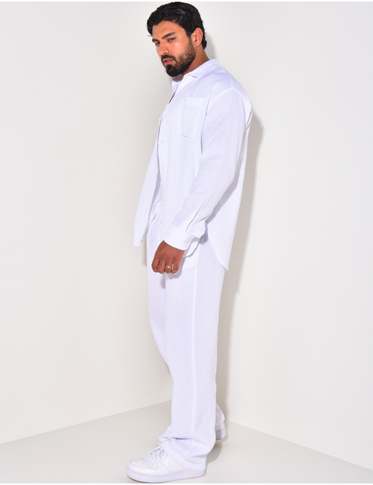 Ensemble pantalon et chemise manches longues oversize en coton Ensemble pantalon et chemise manches longues oversize en coton