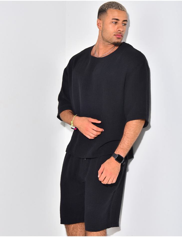 Ensemble short et t-shirt oversize texturé Ensemble short et t-shirt oversize texturé