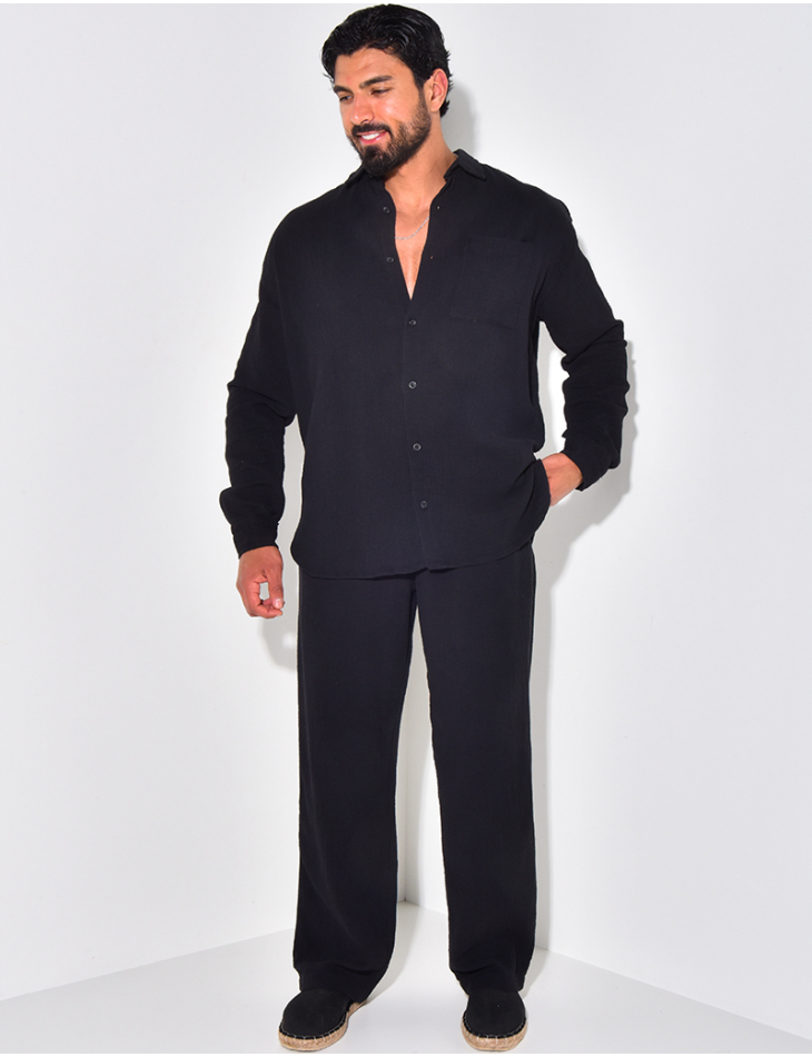 Ensemble pantalon et chemise manches longues oversize en coton Ensemble pantalon et chemise manches longues oversize en coton