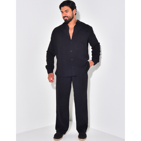 Ensemble pantalon et chemise manches longues oversize en coton Ensemble pantalon et chemise manches longues oversize en coton