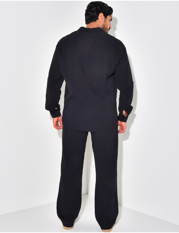 Ensemble pantalon et chemise manches longues oversize en coton Ensemble pantalon et chemise manches longues oversize en coton