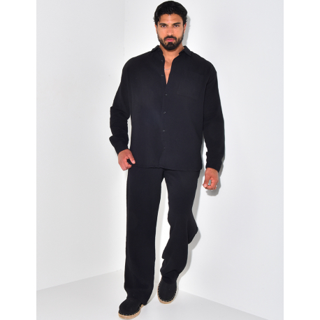 Ensemble pantalon et chemise manches longues oversize en coton Ensemble pantalon et chemise manches longues oversize en coton