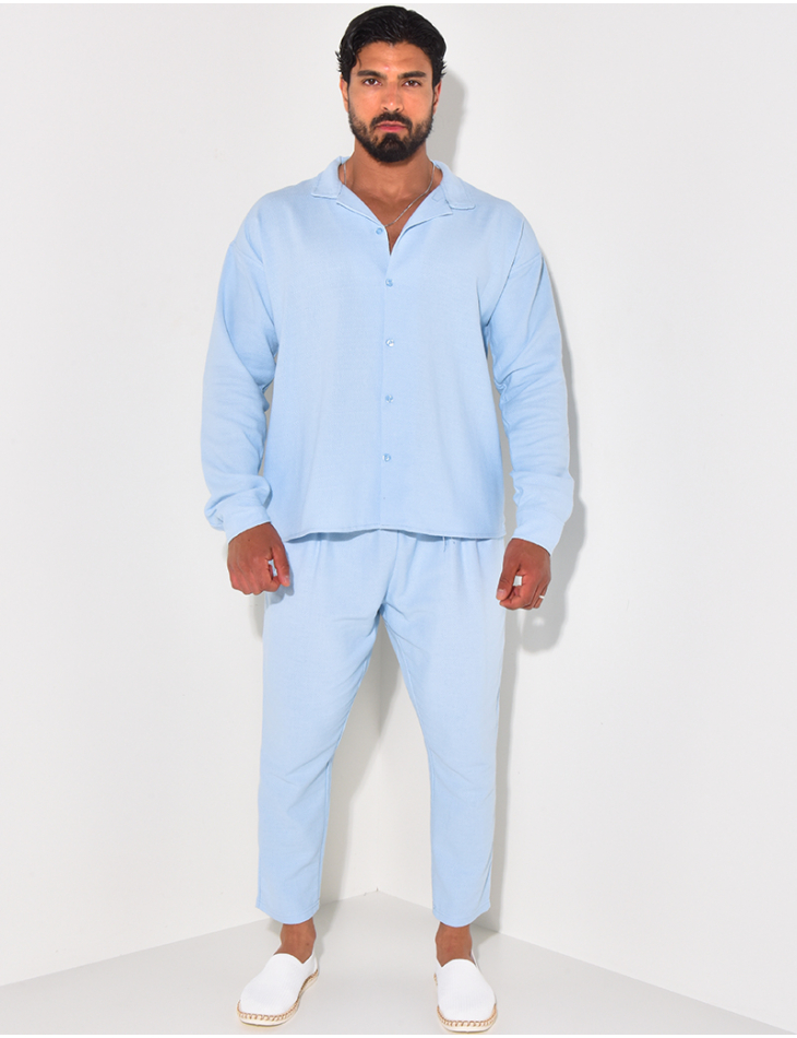 Ensemble pantalon et chemise texturé