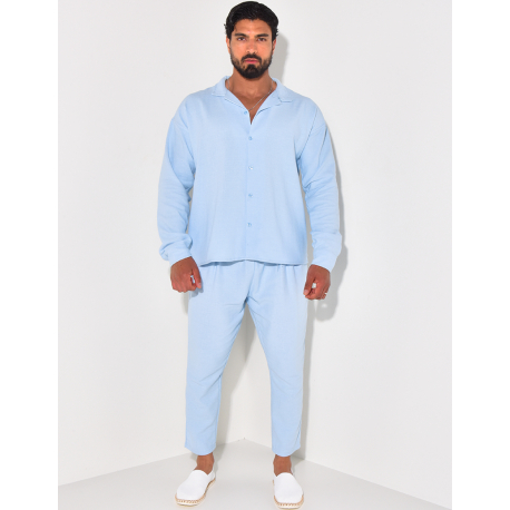 Ensemble pantalon et chemise texturé