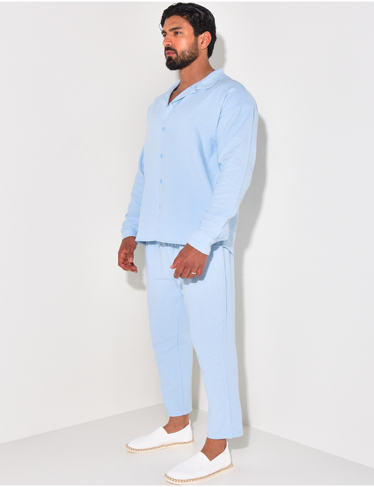 Ensemble pantalon et chemise texturé