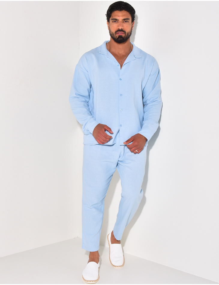 Ensemble pantalon et chemise texturé