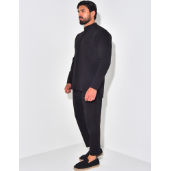 Ensemble pantalon et chemise à col rond texturé Ensemble pantalon et chemise à col rond texturé