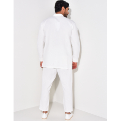 Ensemble pantalon et chemise à col rond texturé Ensemble pantalon et chemise à col rond texturé