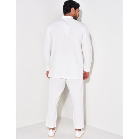 Ensemble pantalon et chemise à col rond texturé Ensemble pantalon et chemise à col rond texturé