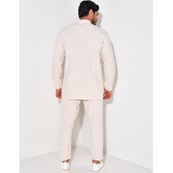 Ensemble pantalon et chemise à col rond texturé Ensemble pantalon et chemise à col rond texturé