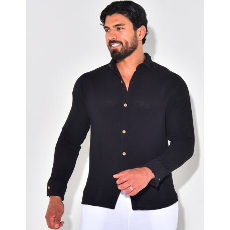 Chemise manches longues nid d'abeille