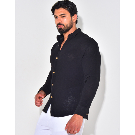 Chemise manches longues nid d'abeille