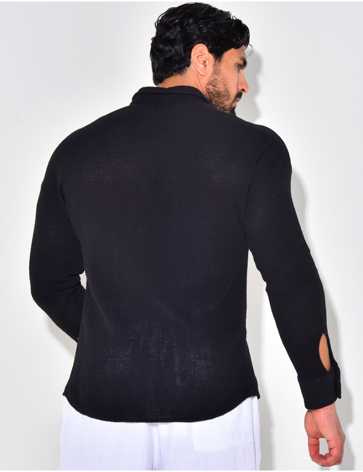 Chemise manches longues nid d'abeille