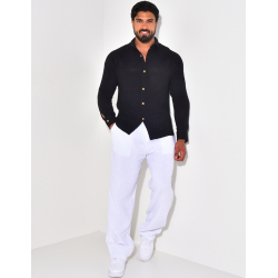 Chemise manches longues nid d'abeille