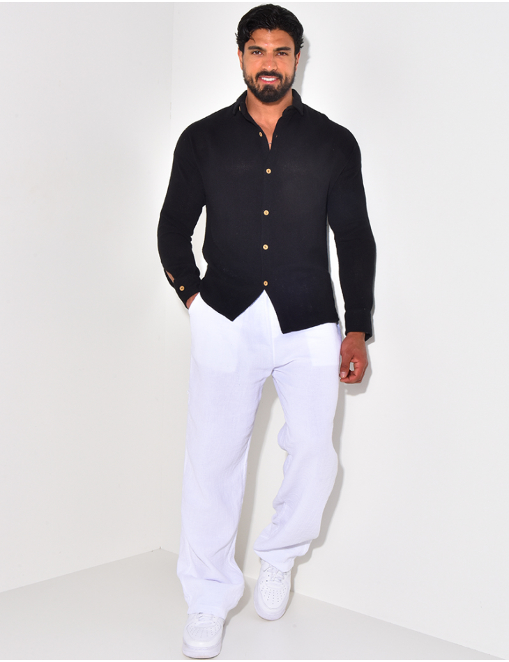 Chemise manches longues nid d'abeille