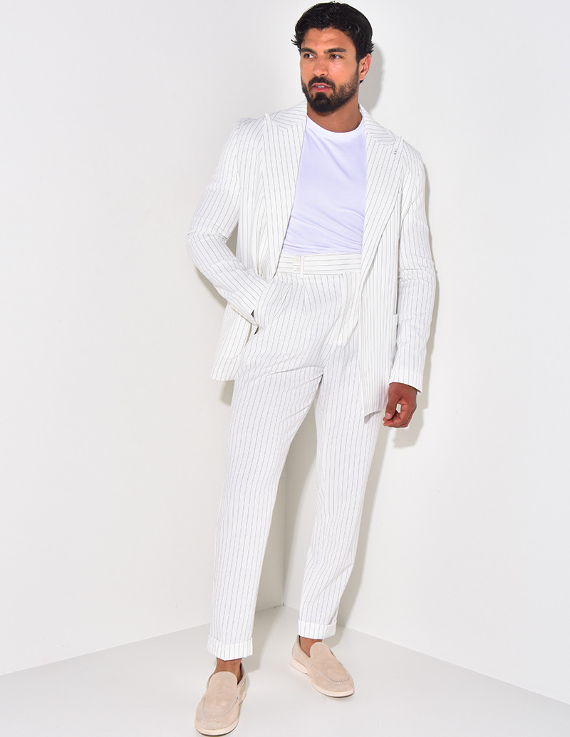 Ensemble de costume 2 pièces à rayures texturé