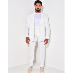 Ensemble de costume 2 pièces à rayures texturé