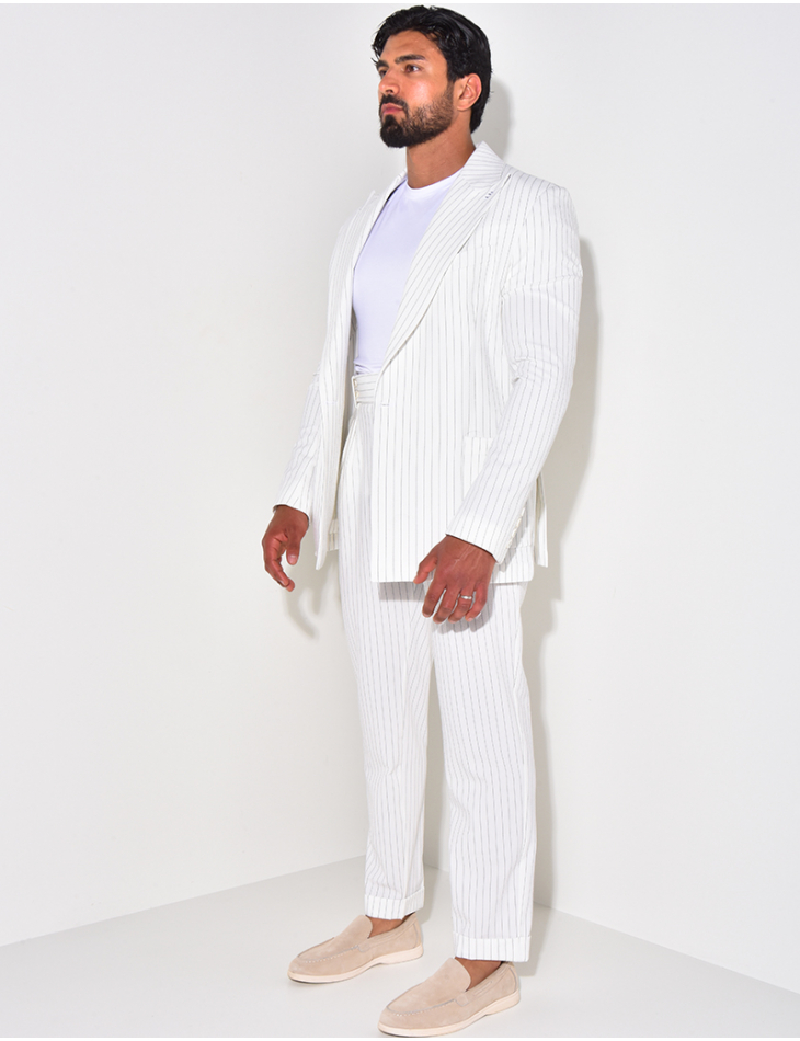 Ensemble de costume 2 pièces à rayures texturé