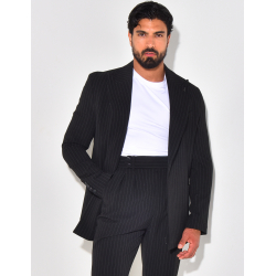 Ensemble de costume 2 pièces à rayures texturé Ensemble de costume 2 pièces à rayures texturé