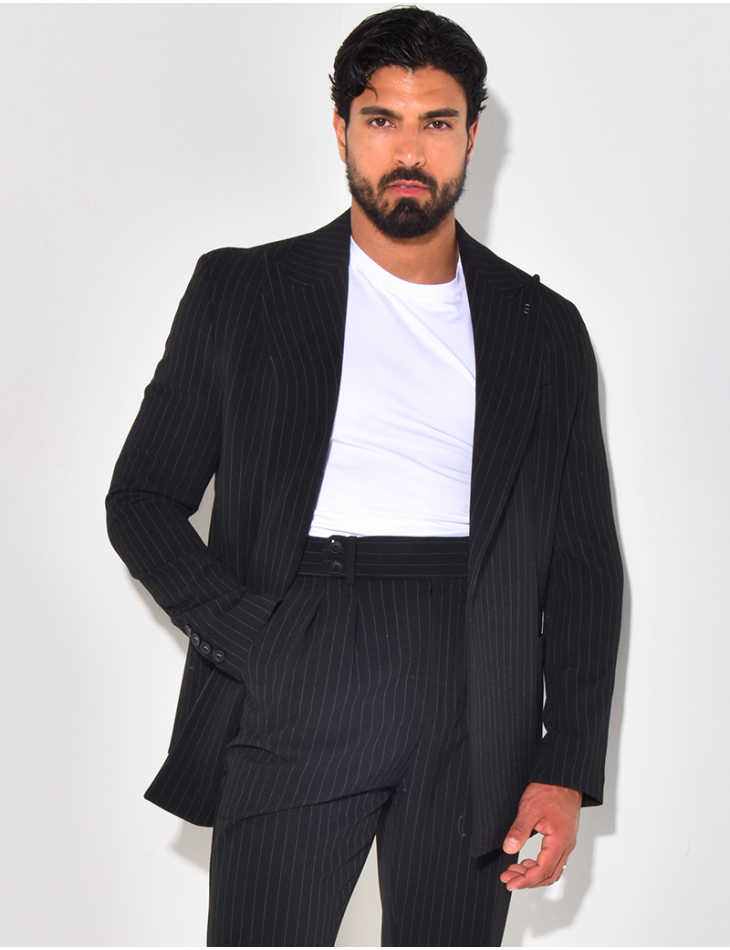 Ensemble de costume 2 pièces à rayures texturé Ensemble de costume 2 pièces à rayures texturé