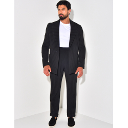 Ensemble de costume 2 pièces à rayures texturé Ensemble de costume 2 pièces à rayures texturé