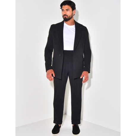 Ensemble de costume 2 pièces à rayures texturé Ensemble de costume 2 pièces à rayures texturé