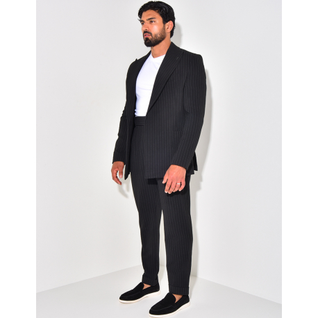 Ensemble de costume 2 pièces à rayures texturé Ensemble de costume 2 pièces à rayures texturé