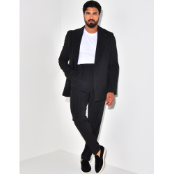 Ensemble de costume 2 pièces à rayures texturé Ensemble de costume 2 pièces à rayures texturé