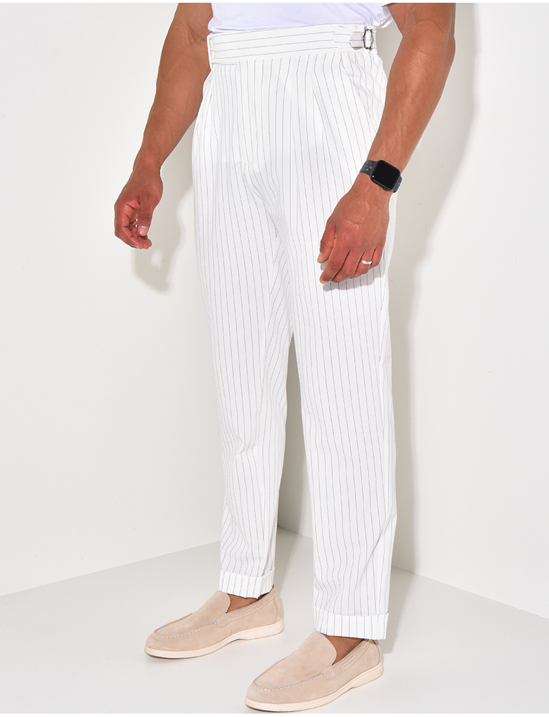 Pantalon à rayures texturé