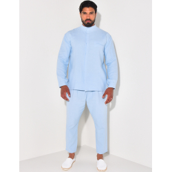 Ensemble pantalon et chemise à col rond texturé