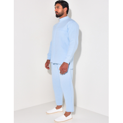 Ensemble pantalon et chemise à col rond texturé