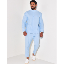 Ensemble pantalon et chemise à col rond texturé