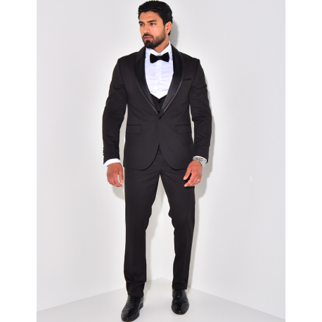 Ensemble de costume 3 pièces bi-matière Ensemble de costume 3 pièces bi-matière