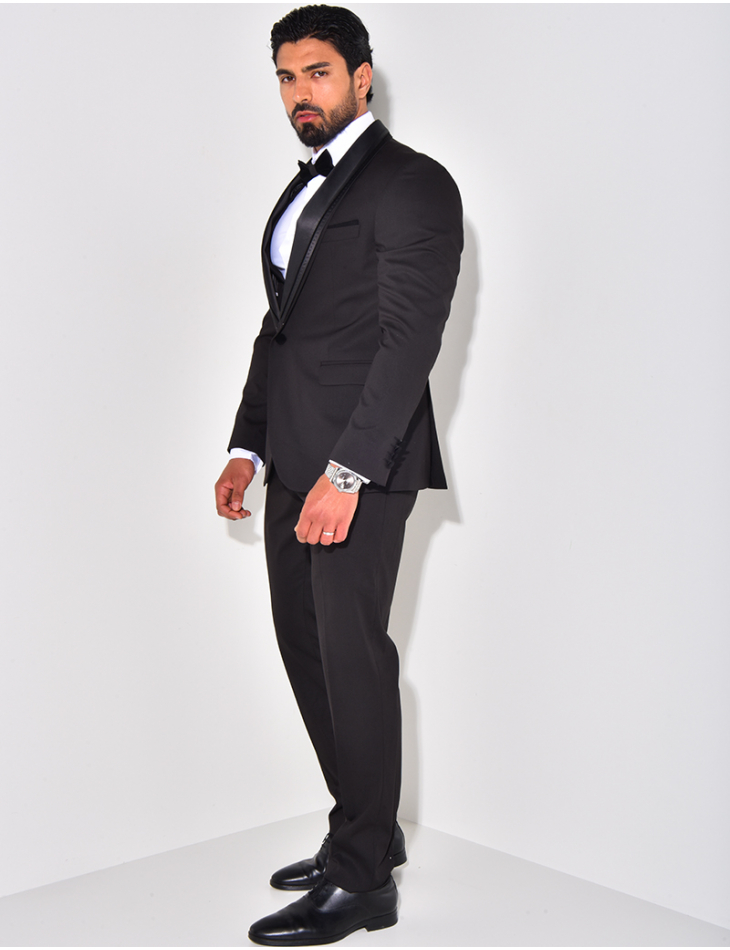 Ensemble de costume 3 pièces bi-matière Ensemble de costume 3 pièces bi-matière