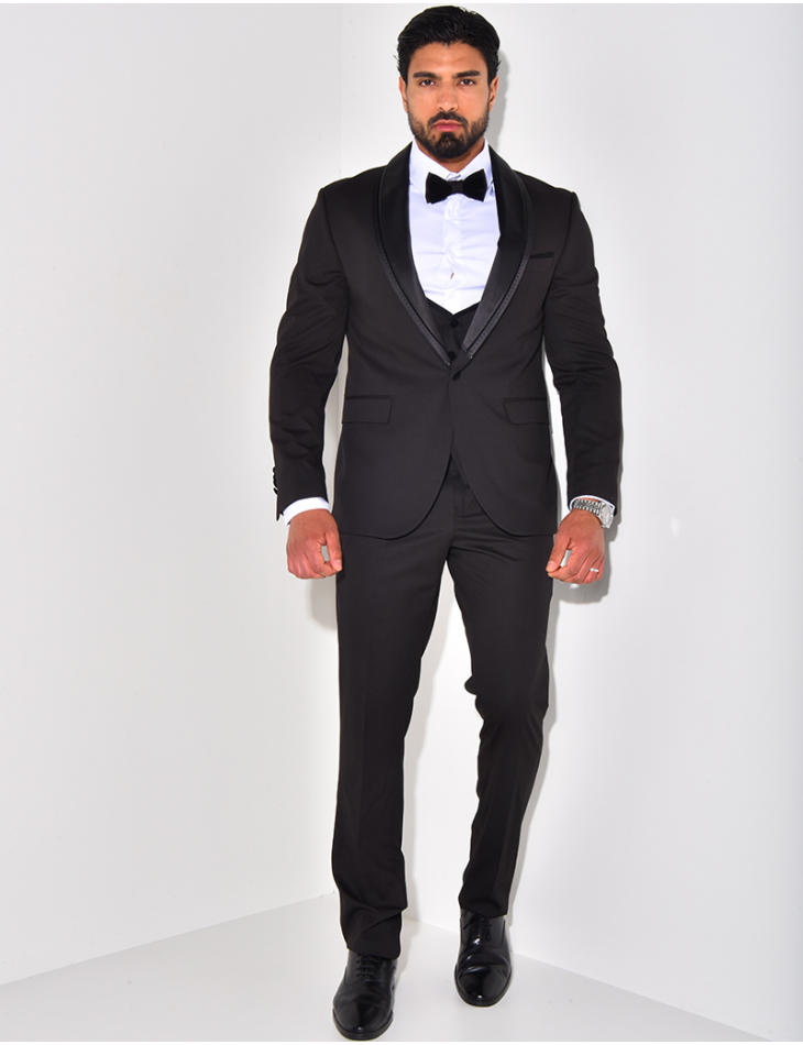 Ensemble de costume 3 pièces bi-matière Ensemble de costume 3 pièces bi-matière