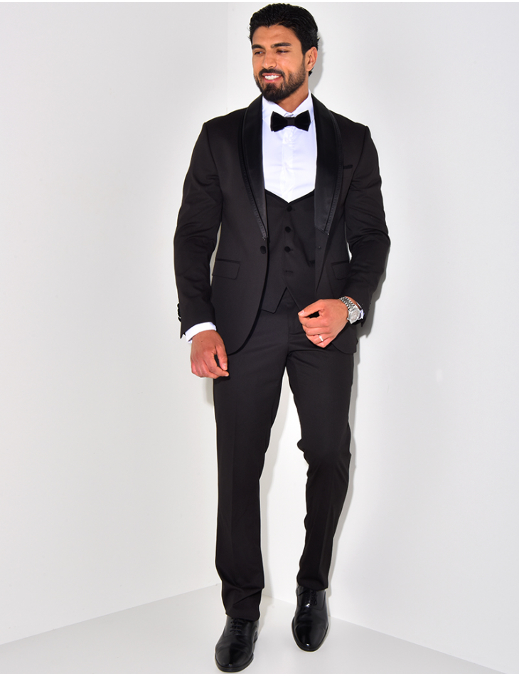 Ensemble de costume 3 pièces bi-matière Ensemble de costume 3 pièces bi-matière