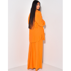 Ensemble robe ajustée et chemise oversize effet lin