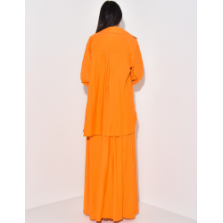 Ensemble robe ajustée et chemise oversize effet lin