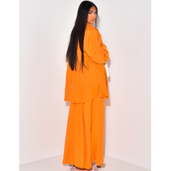 Ensemble robe ajustée et chemise oversize effet lin