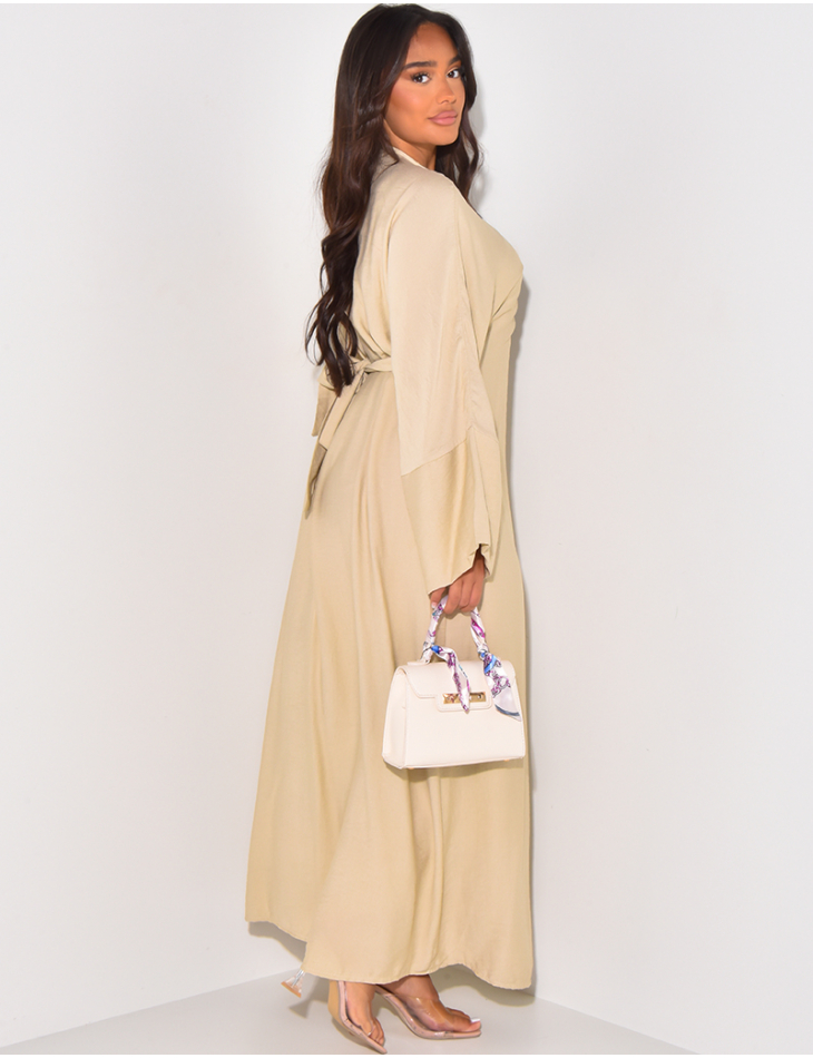 Robe cache-coeur à nouer effet lin Robe cache-coeur à nouer effet lin