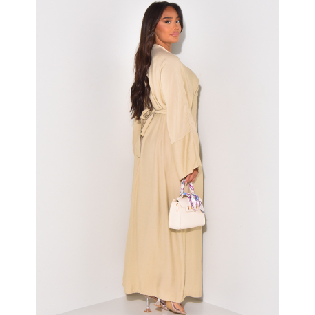 Robe cache-coeur à nouer effet lin Robe cache-coeur à nouer effet lin