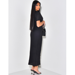 Robe longue texturée à boutons dorés Robe longue texturée à boutons dorés