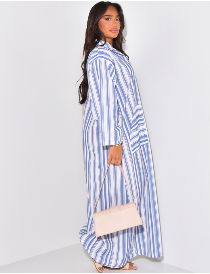 Robe chemise oversize rayée à poches Robe chemise oversize rayée à poches