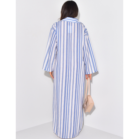 Robe chemise oversize rayée à poches Robe chemise oversize rayée à poches