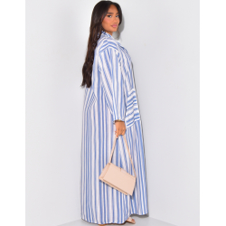 Robe chemise oversize rayée à poches Robe chemise oversize rayée à poches